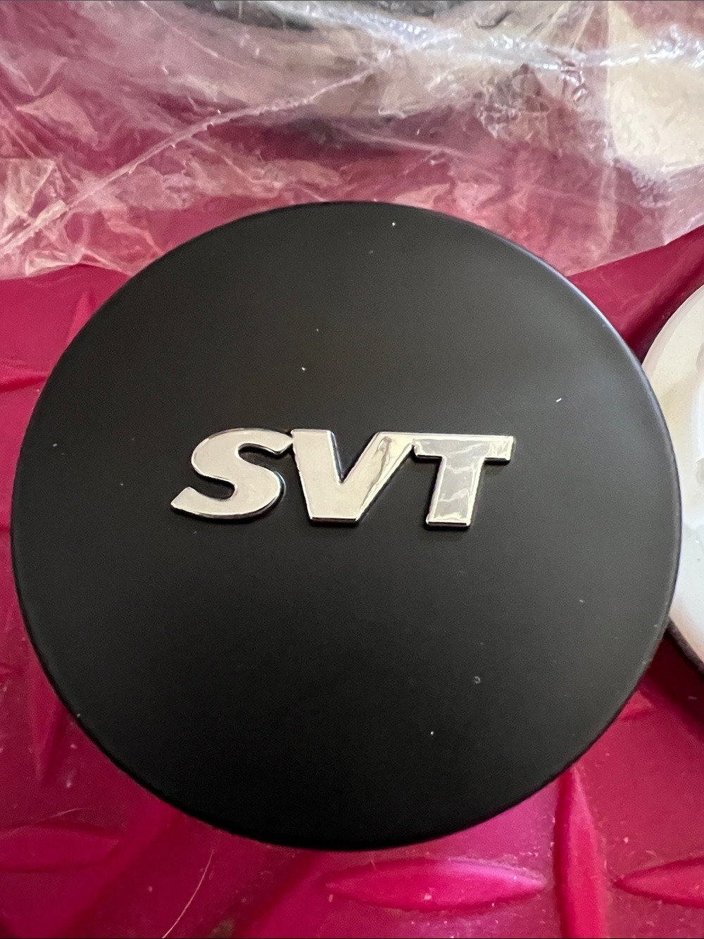 Ford SVT Black Center Cap with Chrome Logo, plastic